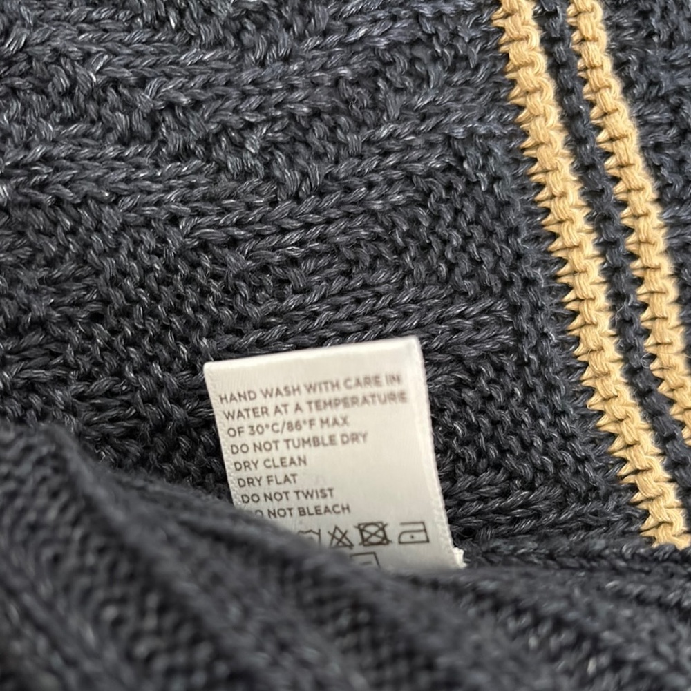 Navy Blue Patterned Men's Sweater by 18 East MFG.  ( Made in Italy- size Large) - Picture 4 of 5